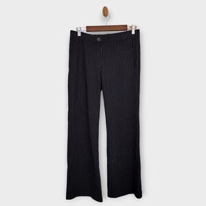 Betabrand Pants Womens Medium Petite Black Pinstripes Flare Leg Yoga Stretchy
